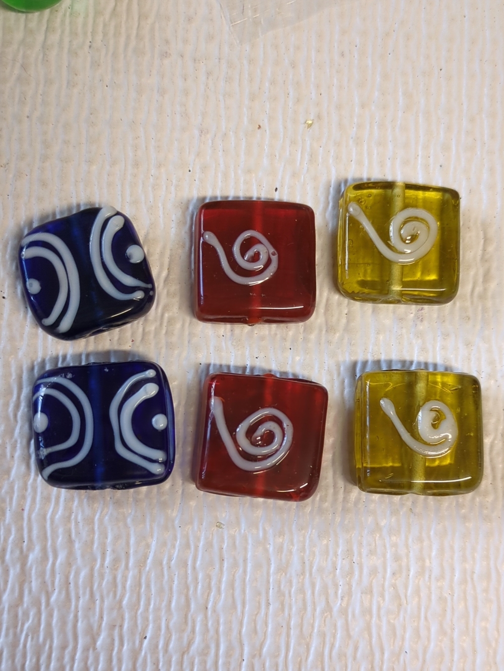 ☀️Q87 Handmade Lampwork Glass Beads - Blue, Red, Yellow 20mm (Set of 6)
